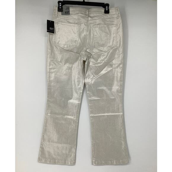 Kut from the Kloth Sz 8 Silver Kelsey High Rise Fab Ab Ankle Flare Pants HR8-4 - Picture 4 of 9